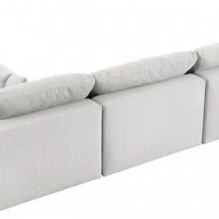 Meridian Furniture Serene 6 Piece Linen Deluxe Modular Overstuffed Reversible Sectional Living Room