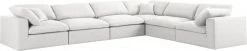Meridian Furniture Serene 6 Piece Linen Deluxe Modular Overstuffed Reversible Sectional Living Room