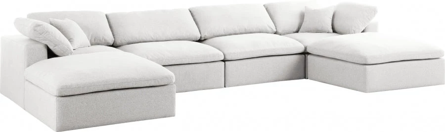 Meridian Furniture Serene 6 Piece Linen Deluxe Modular Overstuffed Sectional