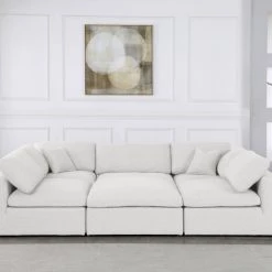 Meridian Furniture Serene 6 Piece Linen Deluxe Modular Overstuffed Sectional