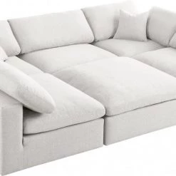 Meridian Furniture Serene 6 Piece Linen Deluxe Modular Overstuffed Sectional