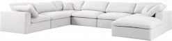 Meridian Furniture Living Room Serene 7 Piece Linen Deluxe Modular Overstuffed Reversible Sectional