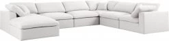 Meridian Furniture Living Room Serene 7 Piece Linen Deluxe Modular Overstuffed Reversible Sectional
