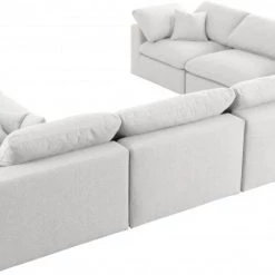 Meridian Furniture Serene 8 Piece Linen Deluxe Modular Overstuffed Sectional Living Room