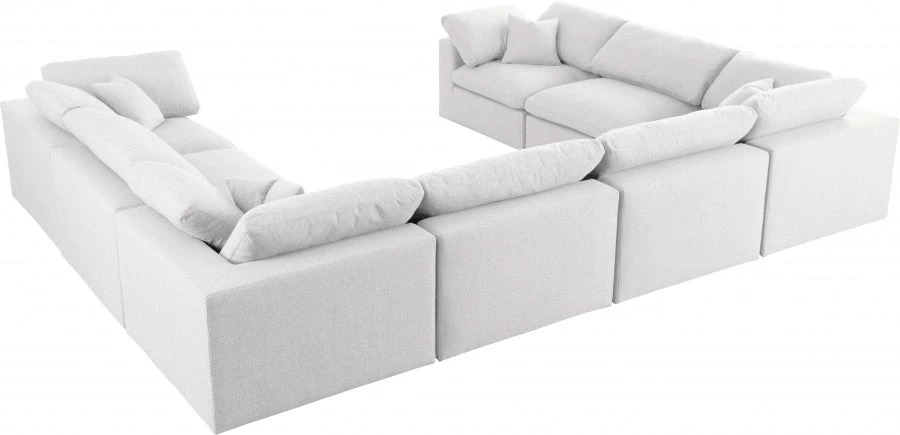 Meridian Furniture Serene 8 Piece Linen Deluxe Modular Overstuffed Sectional Living Room