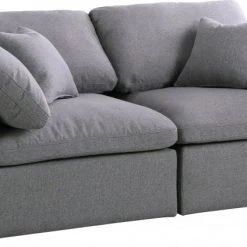 Meridian Furniture Living Room Serene 2 Piece Linen Fabric Modular Sofa