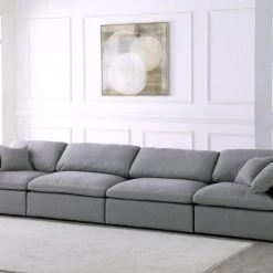 Meridian Furniture Serene 4 Piece Linen Fabric Modular Sofa