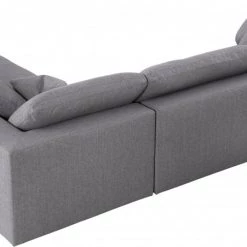 Meridian Furniture Serene 4 Piece Linen Deluxe Modular Overstuffed Reversible Sectional Living Room