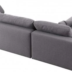 Meridian Furniture Serene 4 Piece Linen Deluxe Modular Overstuffed Reversible Sectional Living Room