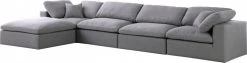 Meridian Furniture Serene 5 Piece Linen Deluxe Modular Overstuffed Reversible Sectional