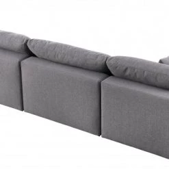 Meridian Furniture Serene 5 Piece Linen Deluxe Modular Overstuffed Reversible Sectional