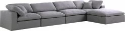 Meridian Furniture Serene 5 Piece Linen Deluxe Modular Overstuffed Reversible Sectional