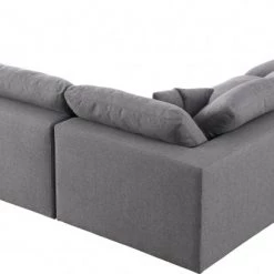 Meridian Furniture Serene 5 Piece Linen Deluxe Modular Overstuffed Sectional Living Room