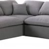 Meridian Furniture Serene 5 Piece Linen Deluxe Modular Overstuffed Sectional Living Room