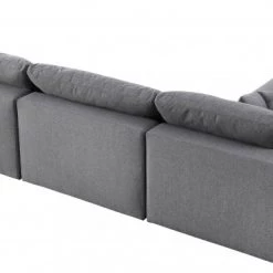 Meridian Furniture Serene 6 Piece Linen Deluxe Modular Overstuffed Reversible Sectional Living Room