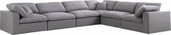 Meridian Furniture Serene 6 Piece Linen Deluxe Modular Overstuffed Reversible Sectional Living Room