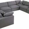 Meridian Furniture Serene 8 Piece Linen Deluxe Modular Overstuffed Sectional Living Room