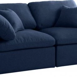 Meridian Furniture Living Room Serene 2 Piece Linen Fabric Modular Sofa