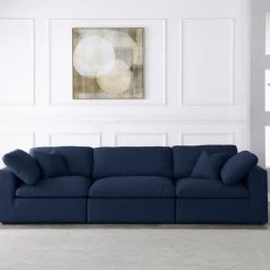 Meridian Furniture Cloud Serene 3 Piece Linen Fabric Modular Sofa