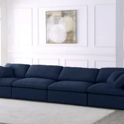 Meridian Furniture Serene 4 Piece Linen Fabric Modular Sofa