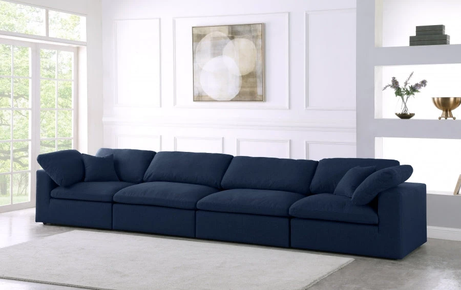 Meridian Furniture Serene 4 Piece Linen Fabric Modular Sofa