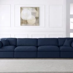 Meridian Furniture Serene 4 Piece Linen Fabric Modular Sofa