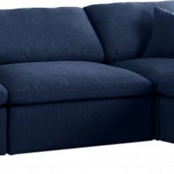 Meridian Furniture Serene 4 Piece Linen Deluxe Modular Overstuffed Reversible Sectional Living Room