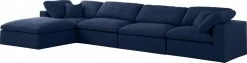 Meridian Furniture Serene 5 Piece Linen Deluxe Modular Overstuffed Reversible Sectional