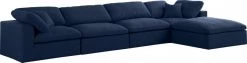 Meridian Furniture Serene 5 Piece Linen Deluxe Modular Overstuffed Reversible Sectional