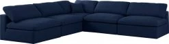 Meridian Furniture Serene 5 Piece Linen Deluxe Modular Overstuffed Sectional