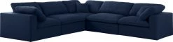 Meridian Furniture Serene 5 Piece Linen Deluxe Modular Overstuffed Sectional Living Room