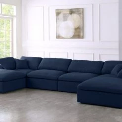 Meridian Furniture Serene 6 Piece Linen Deluxe Modular Overstuffed Sectional