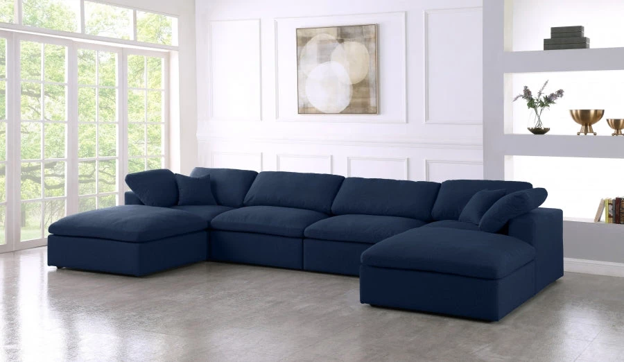 Meridian Furniture Serene 6 Piece Linen Deluxe Modular Overstuffed Sectional