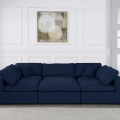 Meridian Furniture Serene 6 Piece Linen Deluxe Modular Overstuffed Sectional