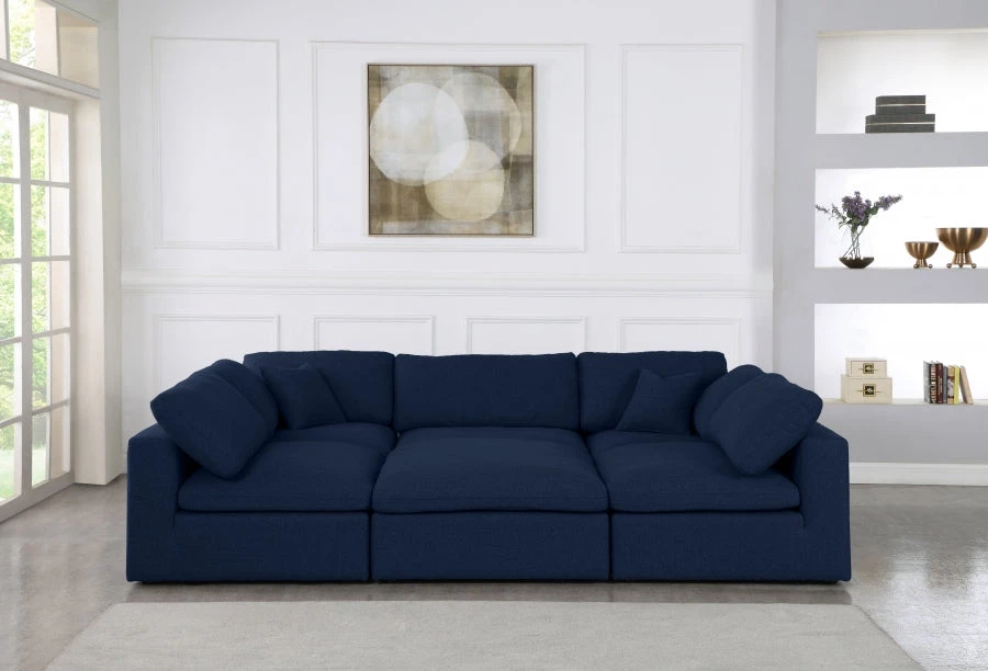 Meridian Furniture Serene 6 Piece Linen Deluxe Modular Overstuffed Sectional