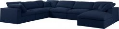 Meridian Furniture Living Room Serene 7 Piece Linen Deluxe Modular Overstuffed Reversible Sectional