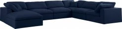 Meridian Furniture Living Room Serene 7 Piece Linen Deluxe Modular Overstuffed Reversible Sectional
