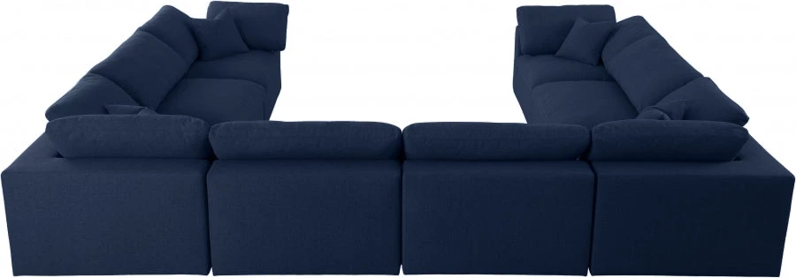 Meridian Furniture Serene 8 Piece Linen Deluxe Modular Overstuffed Sectional Living Room