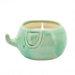 Sagebrook Home Decor 7.5"Fat Elephant, Scented Candle, Turq