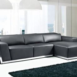 VIG Living Room Divani Casa 8010C - Modern Black Bonded Leather Right Facing Sectional Sofa