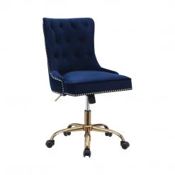 Coaster Paris Office Chair With Nailhead Blue And Brass