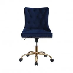 Coaster Paris Office Chair With Nailhead Blue And Brass