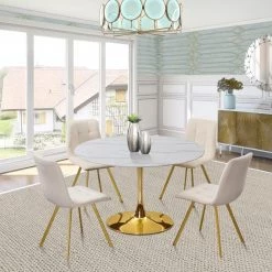 Meridian Furniture Dining Room Annie Velvet Gold Legs Dining Chair Set Of 2