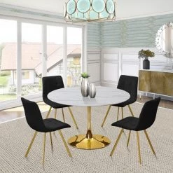 Meridian Furniture Dining Room Annie Velvet Gold Legs Dining Chair Set Of 2