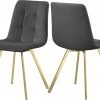 Meridian Furniture Dining Room Annie Velvet Gold Legs Dining Chair Set Of 2