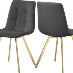 Meridian Furniture Dining Room Annie Velvet Gold Legs Dining Chair Set Of 2