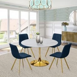 Meridian Furniture Dining Room Annie Velvet Gold Legs Dining Chair Set Of 2