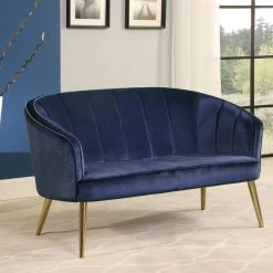Coaster Bavery Accent Settee Blue Living Room