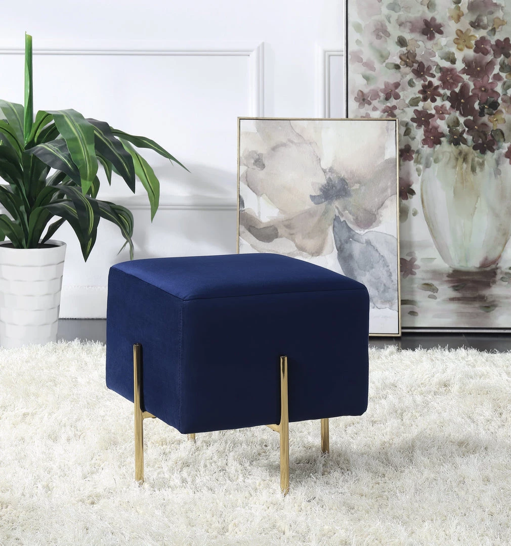 Coaster Jackie Square Velvet Ottoman Blue
