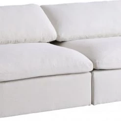 Meridian Furniture Serene 2 Piece Linen Deluxe Modular Overstuffed Armless Sofa Living Room